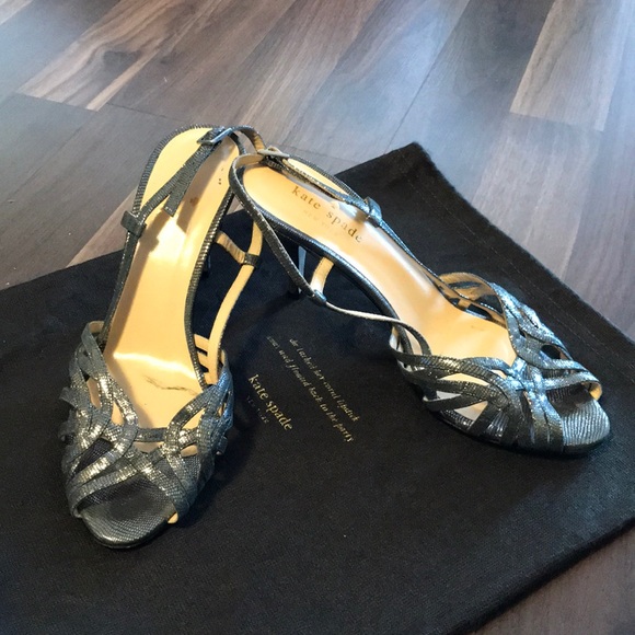 Kate Spade Silver Glitter Slingback Heels - Picture 1 of 5